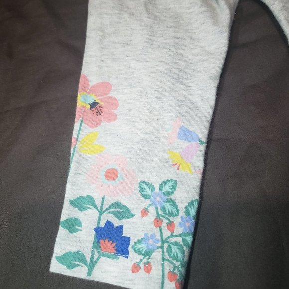 Leggings Old Navy Floral Design Lightweight Elastic Waist Grey Pink 12-18 Months - Picture 6 of 8